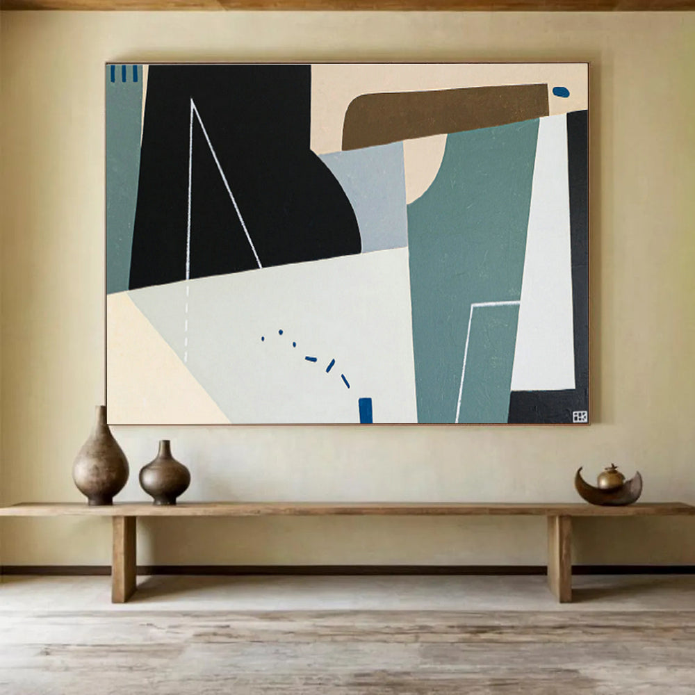 Gray - Green Geometric Abstract for Minimalist Office DLZ2937
