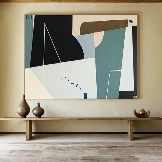 Gray - Green Geometric Abstract for Minimalist Office DLZ2937