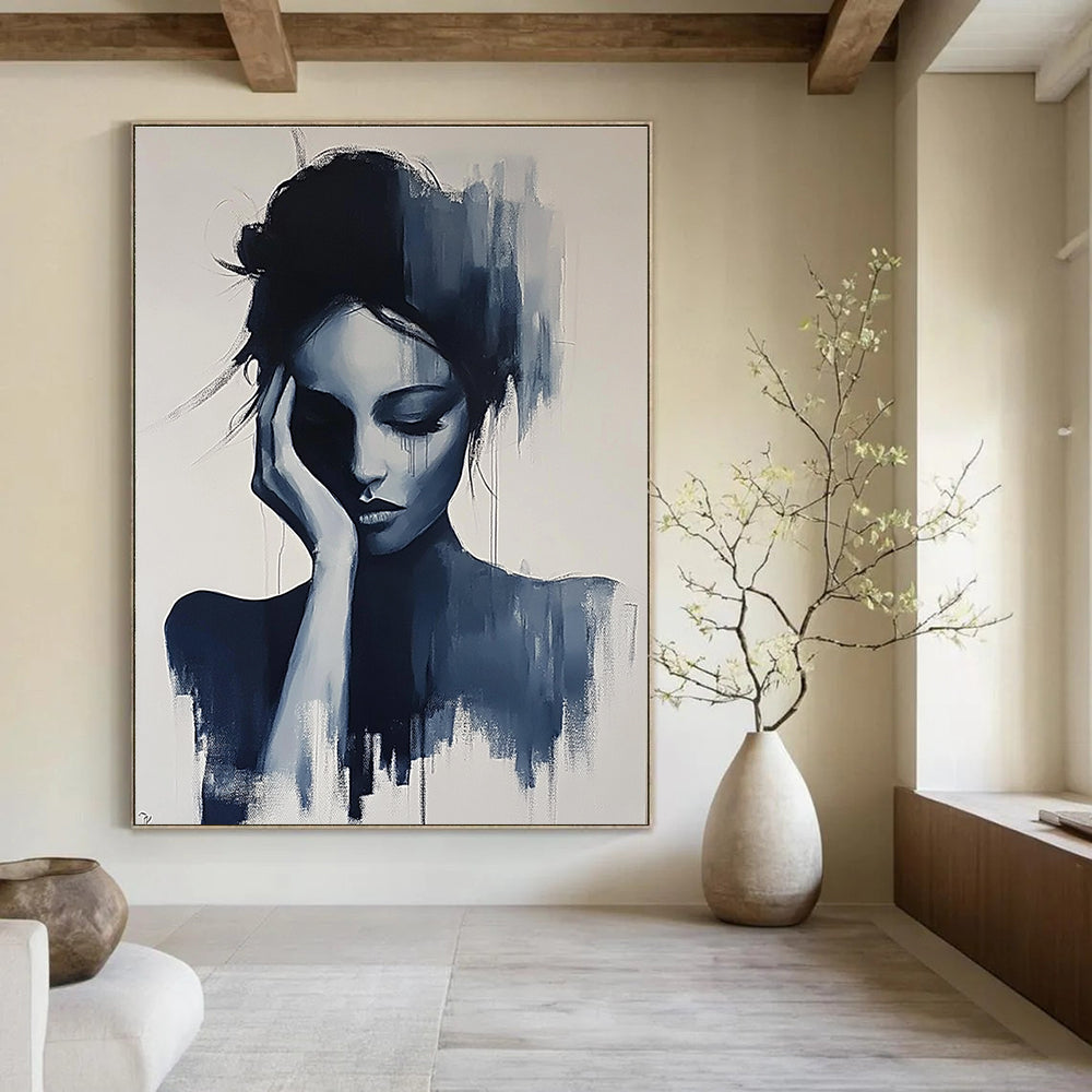 Monochromatic Woman’s Portrait Art for Minimalist Bedroom & Art - Focused Therapy Office STSC1378