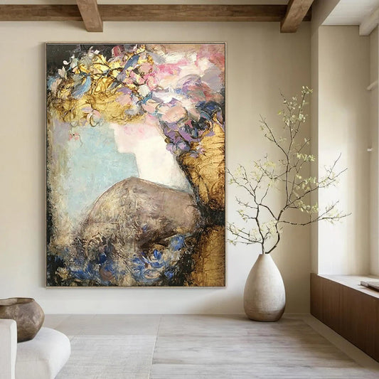 Floral Shadow Female Abstract Art for Bridal Salon & Flower Shop Lounge DLZ0636