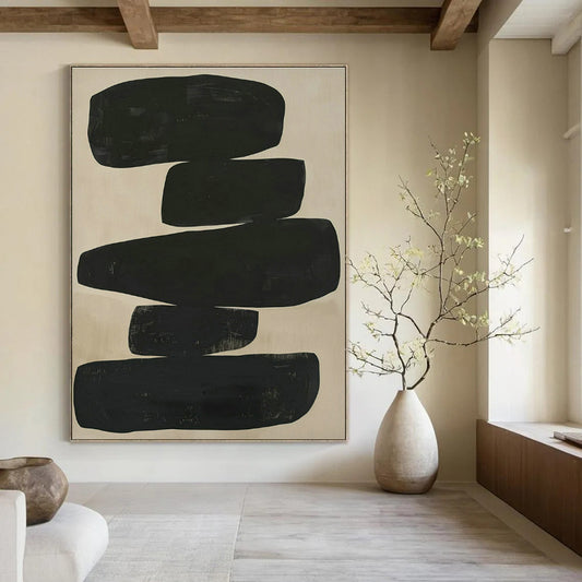 Black - Brown Geometric Abstract Art for Mid - Century Modern Home & Art Gallery Pop - Up DLZ1833