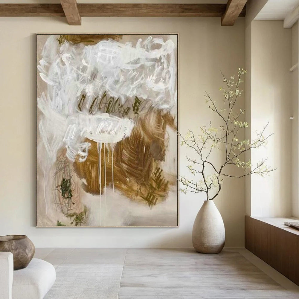 Brown and White Abstract Expressionist Art for Art - Lovers' Lounge & Creative Home Studio DLZ1987