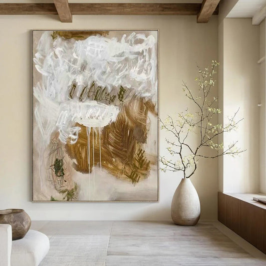 Brown and White Abstract Expressionist Art for Art - Lovers' Lounge & Creative Home Studio DLZ1987