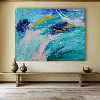 Whimsical Blue - Pink Abstract Design to Amplify Bohemian Café Charm DLZ3038