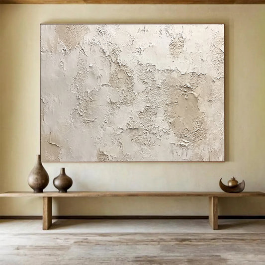 Textured Neutral Wall Art for Rustic Home Library & Earth - Tone Spa SC183