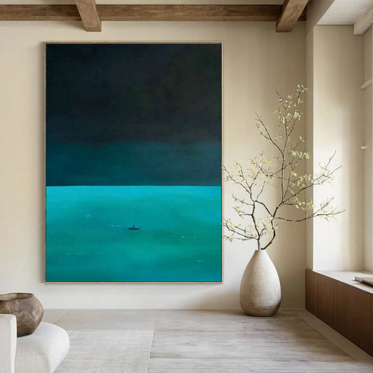 Serene Solitary Boat Art for Zen Home Meditation Corners & Nightstand - Side Relax Zones DLZ0293