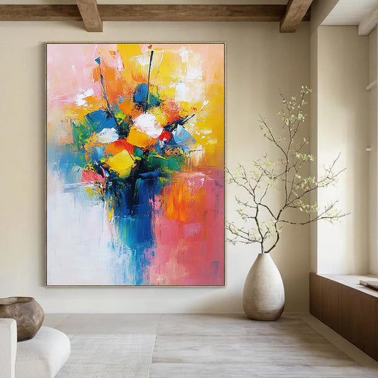 Colorful Abstract Flower Bouquet for Vibrant Dining Room & Creative Studio STSC251