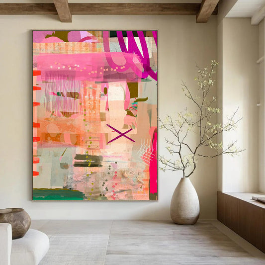 Pink - Purple Dynamic Abstract Art for Fashion Boutique Display Walls DLZ0082