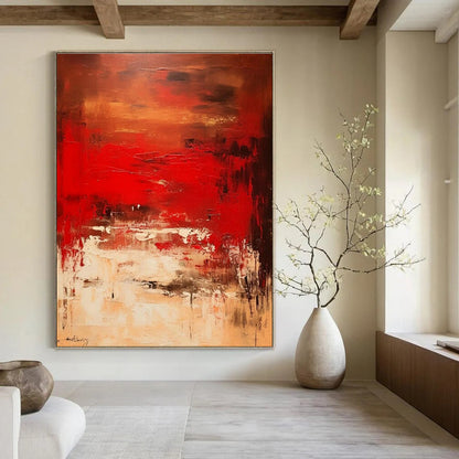 Deep Red Abstract Art for Theater Lounge & Luxury Home Bar DLZ1657