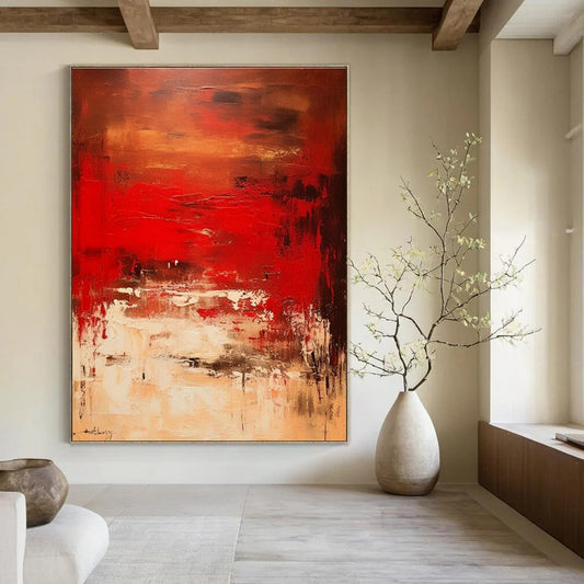 Deep Red Abstract Art for Theater Lounge & Luxury Home Bar DLZ1657