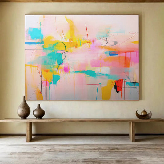 Pink - Colored Line Abstract Art for Cozy Reading Nook DLZ2884