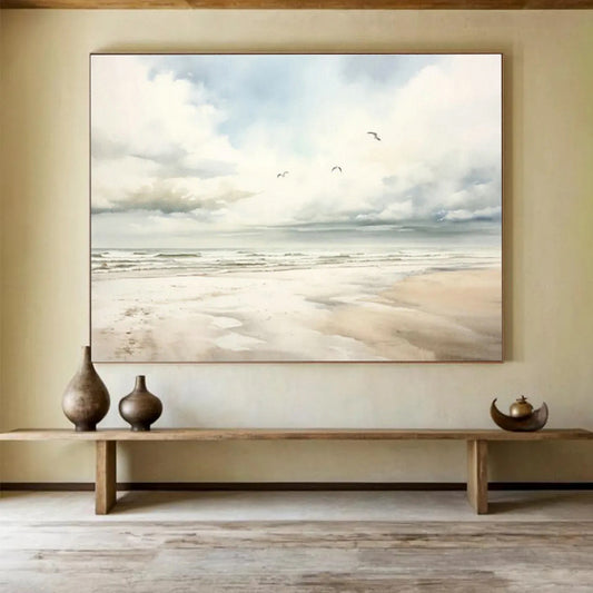 Ethereal Watercolor Seaside Painting for Coastal - Themed Bedroom Retreat DLZ2704