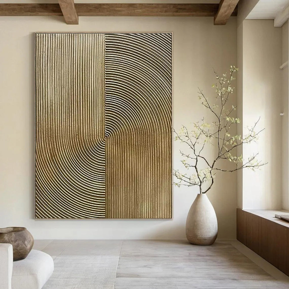 Gold - Lined Abstract Art for Luxury Boutique & High - End Office Reception DLZ1772