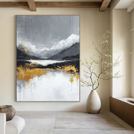 Gold - Touched Mountain Landscape for Sophisticated Home Library & Luxury Hotel Suite STSC224