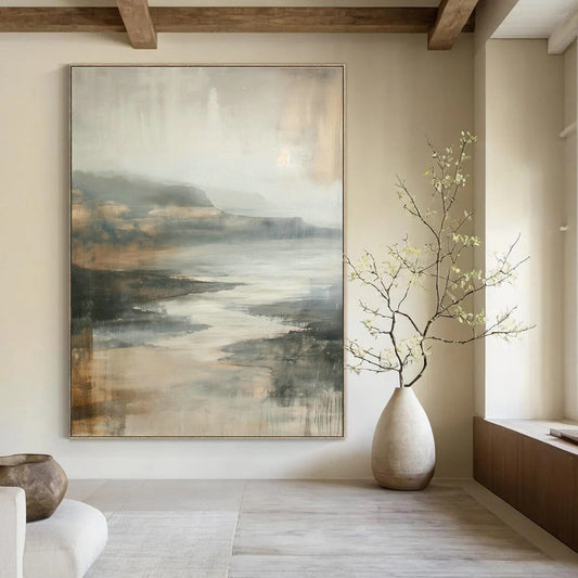 Gray - Brown Abstract Landscape Art for Industrial - Chic Loft & Nature - Lover’s Library DLZ1008