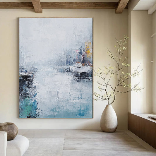 Abstract Harbor Scene for Nautical - Themed Home & Art - Loving Café STSC199