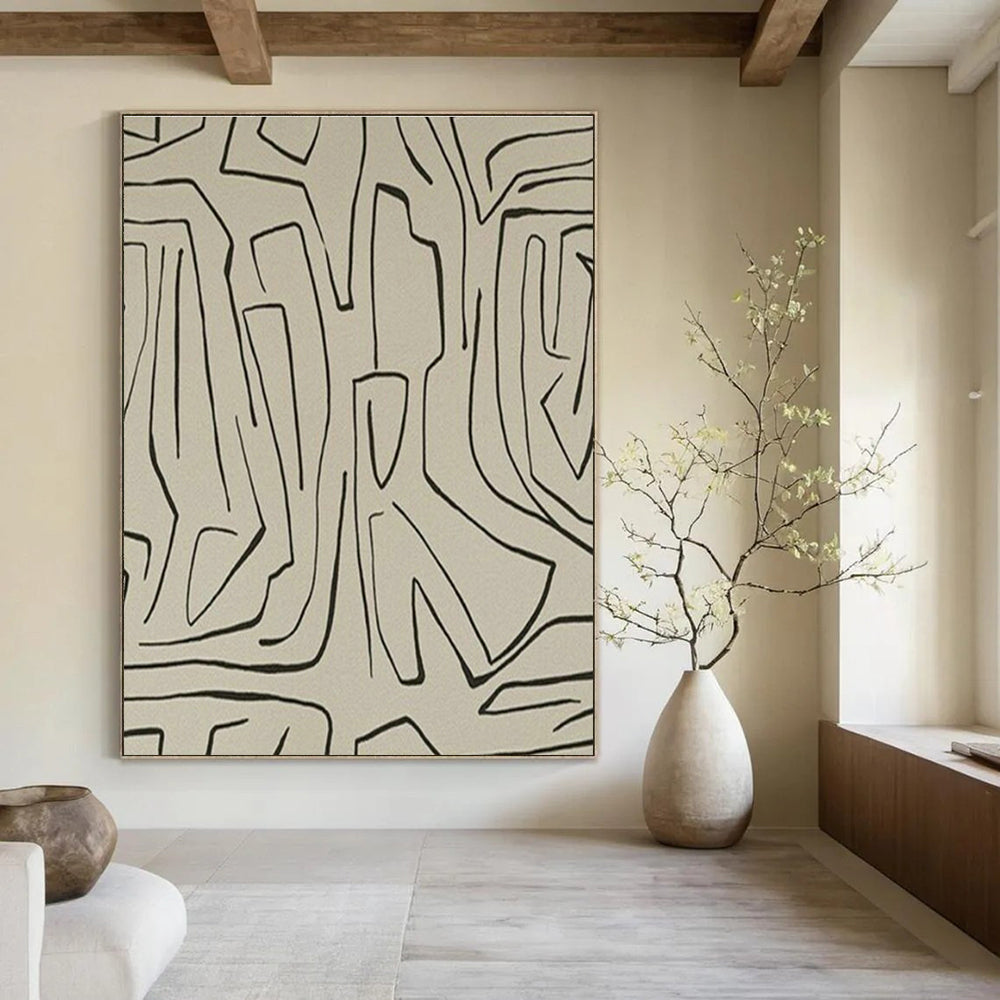 Black - Line Abstract Art for Bohemian Café & Creative Studio DLZ2046