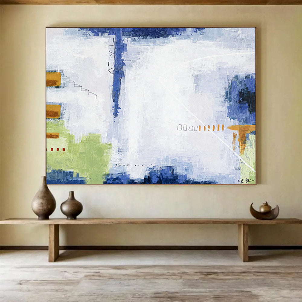 Blue - White Minimalist Abstract for Coastal Home Office DLZ2939