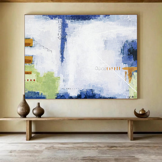 Blue - White Minimalist Abstract for Coastal Home Office DLZ2939