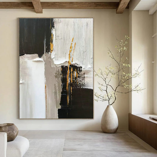 Black - White Abstract Art for High - End Boutique & Chic Hotel Room DLZ0807