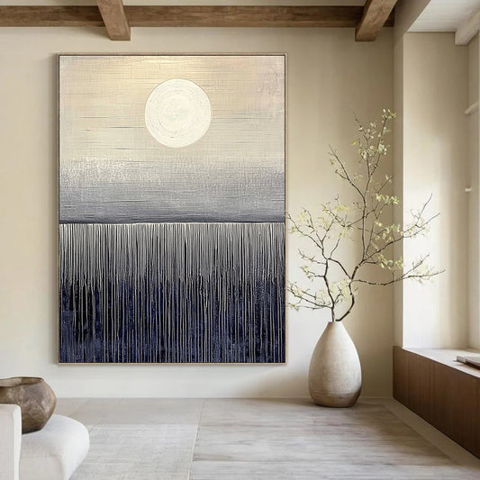 Minimalist Sun and Field Art for Modern Office Reception & Serene Home Study STSC1030