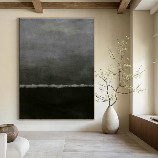 Gray and Black Minimalist Abstract Art for Bedroom & Modern Studio Apartment DLZ1209