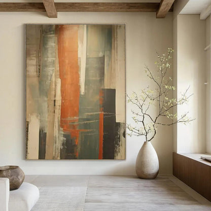 Orange - Gray Abstract Art for Modern Office Lounge & Urban Apartment DLZ1695