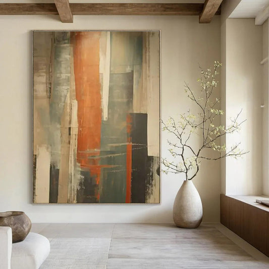 Orange - Gray Abstract Art for Modern Office Lounge & Urban Apartment DLZ1695