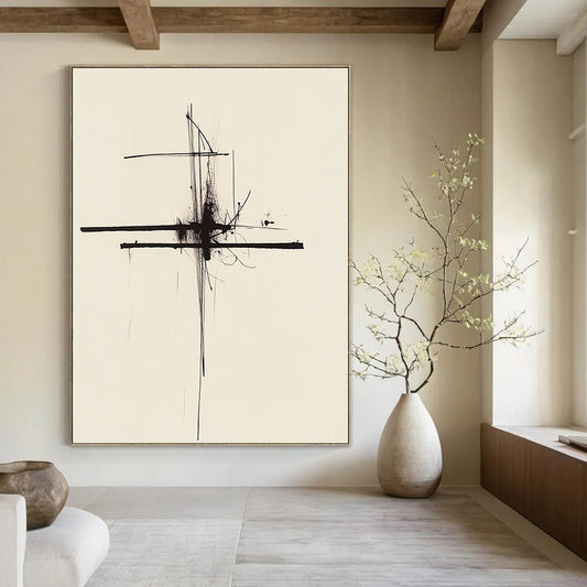 Delicate Black Cross for Minimalist Home Office & Art - Loving Library STSC1245