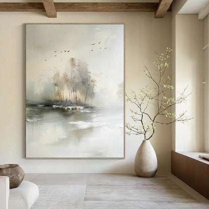 Misty Lake Landscape Art for Zen Bedroom & Nature - Inspired Spa DLZ1470