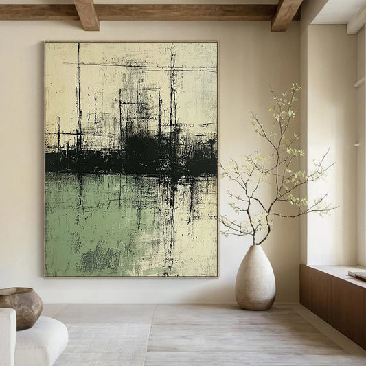 Black - Green Industrial Landscape Art for Factory - Themed Bar & Art - Inspired Manufacturing Office STSC139