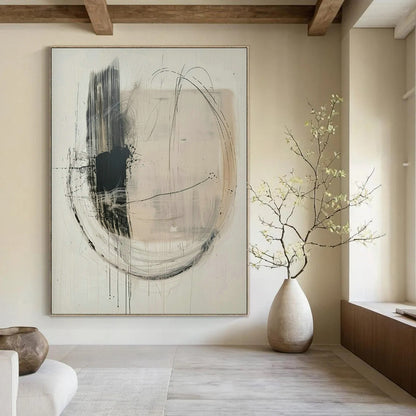 Black - White Line Abstract Art for Minimalist Office & Art Gallery Lounge DLZ1829