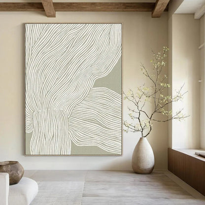 Gray - White Line Abstract Art for Minimalist Home & Contemporary Office DLZ1126
