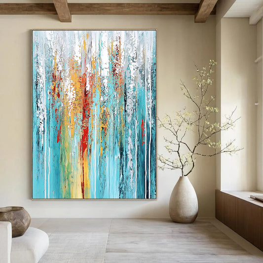 Colorful Dripping Abstract for Creative Art Studio & Eclectic Home Living Room STSC374