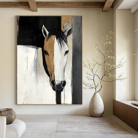 Two - Toned Horse Portrait for Rustic Home Décor & Equestrian - Themed Studio STSC214