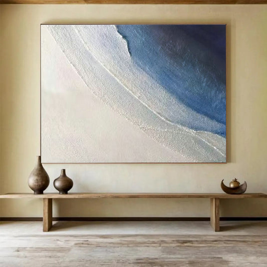 Blue - White Abstract Art for Minimalist Home Bedroom Relaxation Zones DLZ3278