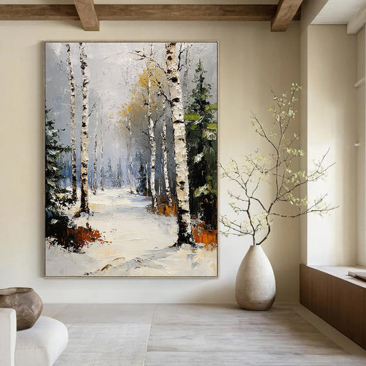 Snowy Birch Forest Path 1 Art for Winter Lodge & Nature - Lover’s Study STSC1381