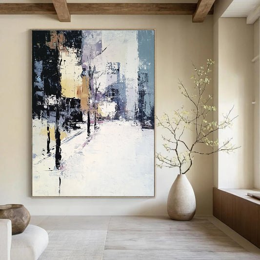 Abstract Urban Winter Scene for Scandinavian - Style Home & Art Gallery Winter Exhibition STSC159