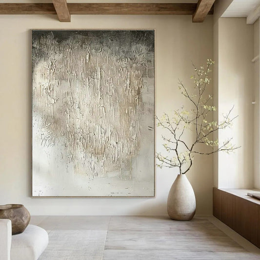 Gray - White Textured Abstract Art for Minimalist Home Office & Contemporary Art Studio DLZ1754