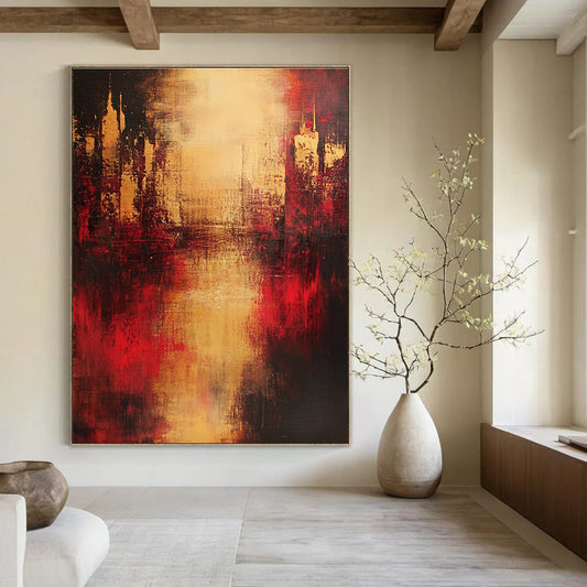 Abstract Cityscape in Warm Tones for Rustic - Modern Home & Cozy Wine Bar STSC444