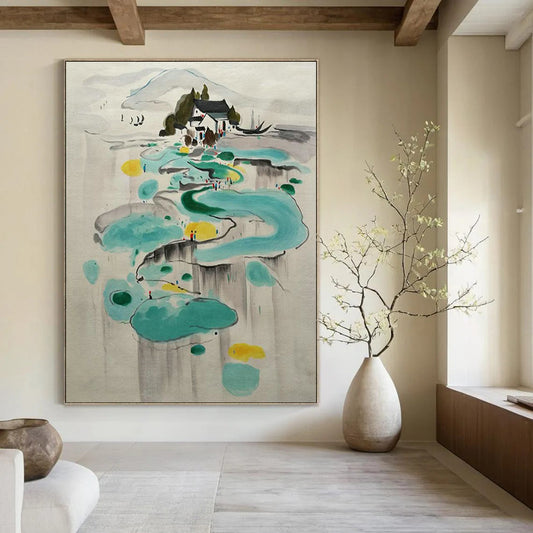 Ink - Wash Landscape Abstract Art for Oriental - Style Teahouse & Traditional Residence DLZ2284