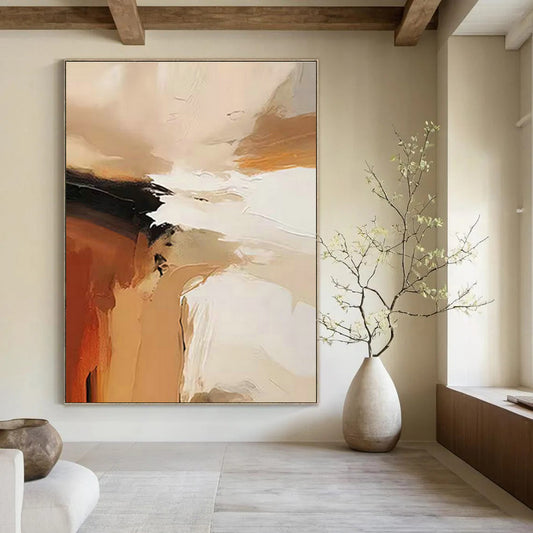 Beige - White Abstract Art for Living Room & Neutral - Toned Café DLZ1250