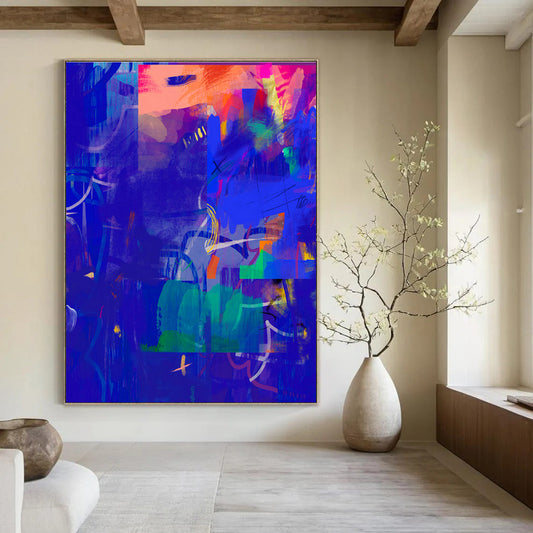 Blue - Hued Abstract Art for Rooftop Lounge & Night Sky Observation Deck DLZ0647