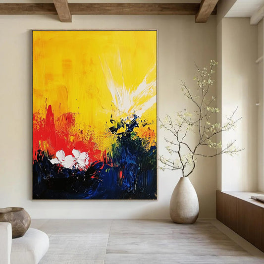 Yellow and Colorful Flower Abstract for Cheerful Kitchen & Bright Home Nursery STSC407