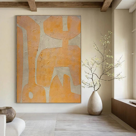 Orange - Beige Abstract Art for Bohemian Living Room & Tropical Art Gallery DLZ1885