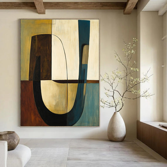 Earth - Tone Shapes Art for Living Room & Study STSC693