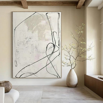 White - Wall Line Art for Minimalist Bedroom Headboards DLZ0256