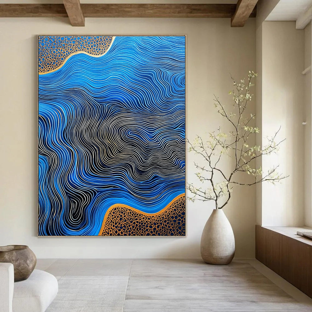 Blue Waves with Gold Details for Luxury Yacht Club & Art - Deco Style Restaurant STSC957
