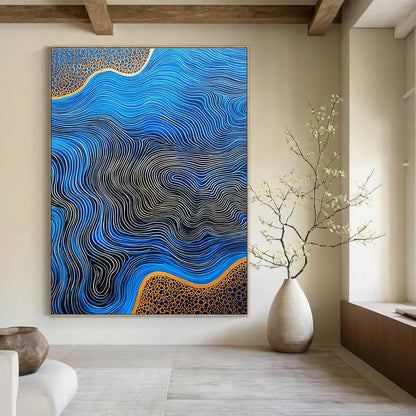 Blue Waves with Gold Details for Luxury Yacht Club & Art - Deco Style Restaurant STSC957