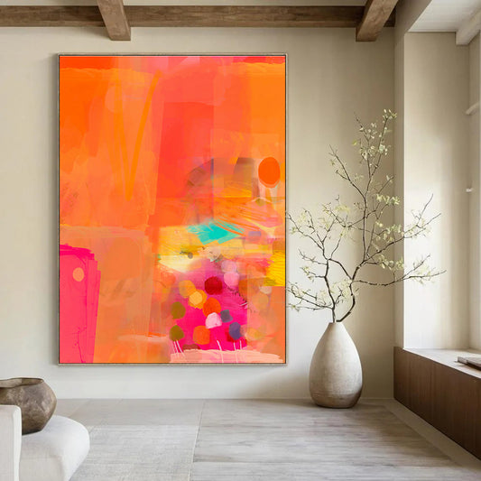 Vibrant Orange Collage Art for Fashion Retail Store & Summer Beach House DLZ0641